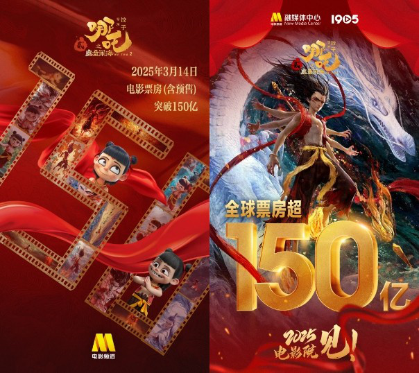 《哪吒之魔童闹海》破150亿，全球影史前五！电影频道融媒体直播见证最新里程碑-2